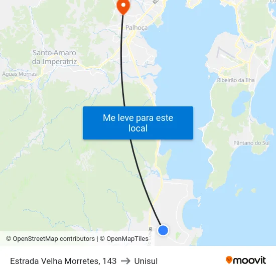 Estrada Velha Morretes, 143 to Unisul map