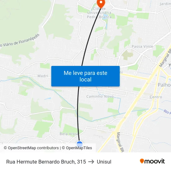 Rua Hermute Bernardo Bruch, 315 to Unisul map