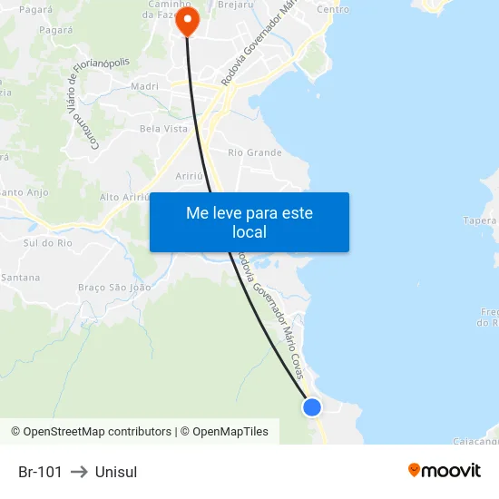 Br-101 to Unisul map