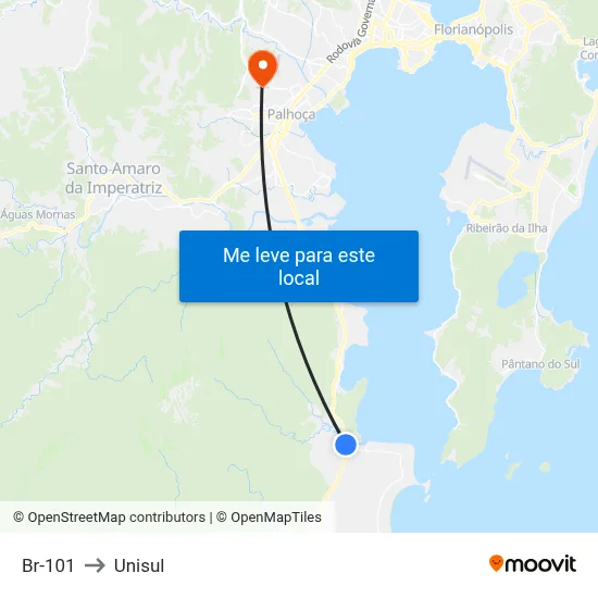 Br-101 to Unisul map