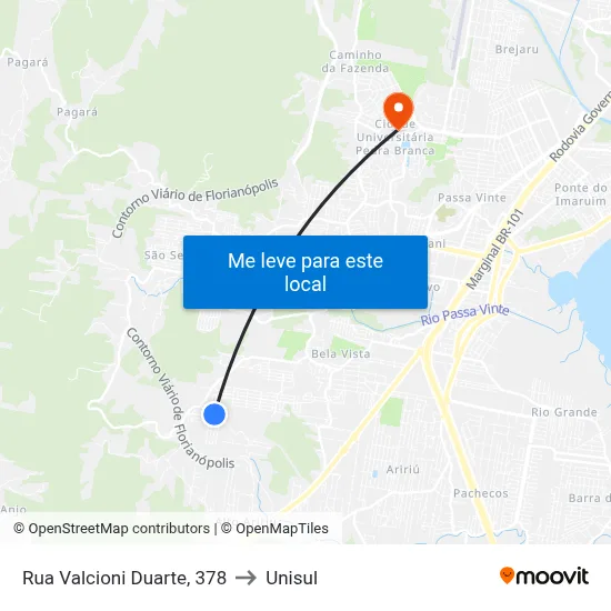 Rua Valcioni Duarte, 378 to Unisul map