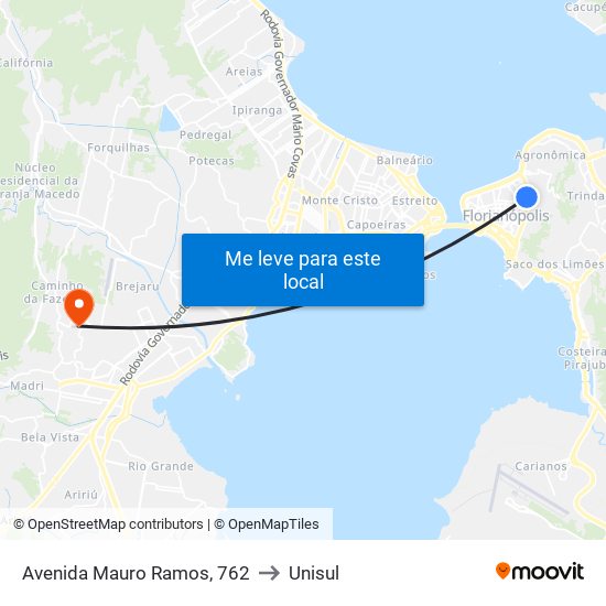 Avenida Mauro Ramos, 762 to Unisul map