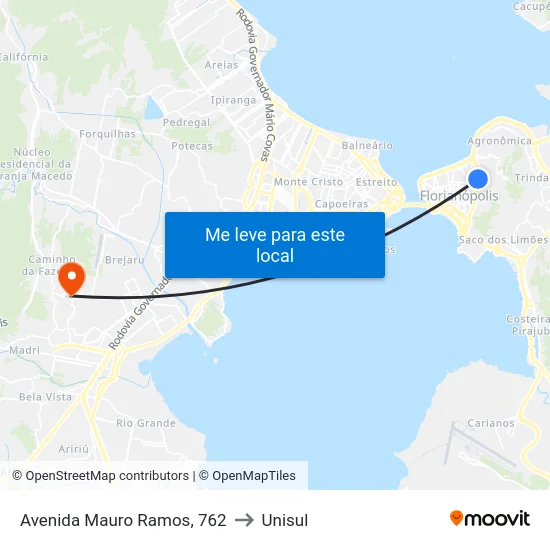 Avenida Mauro Ramos, 762 to Unisul map