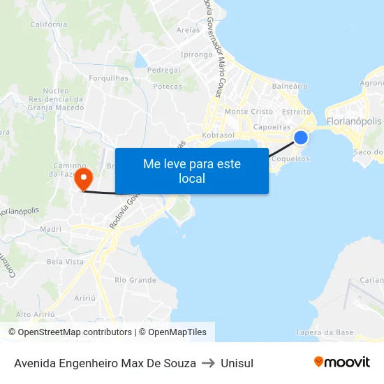 Avenida Engenheiro Max De Souza to Unisul map