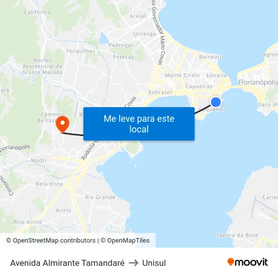 Avenida Almirante Tamandaré to Unisul map