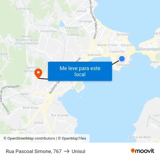 Rua Pascoal Simone, 767 to Unisul map