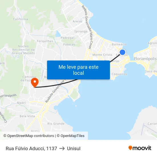 Rua Fúlvio Aducci, 1137 to Unisul map