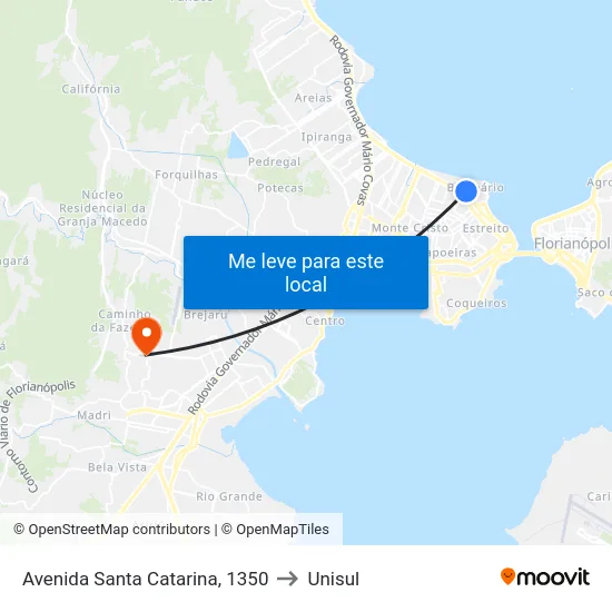 Avenida Santa Catarina, 1350 to Unisul map
