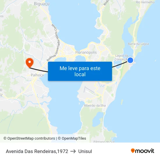 Avenida Das Rendeiras,1972 to Unisul map