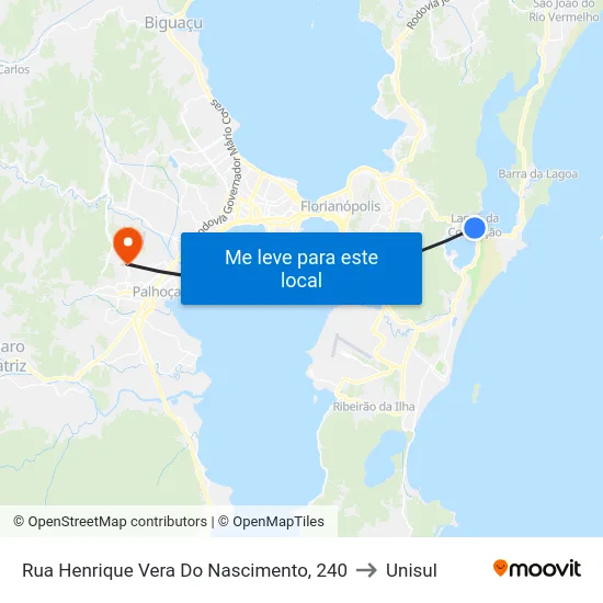 Rua Henrique Vera Do Nascimento, 240 to Unisul map