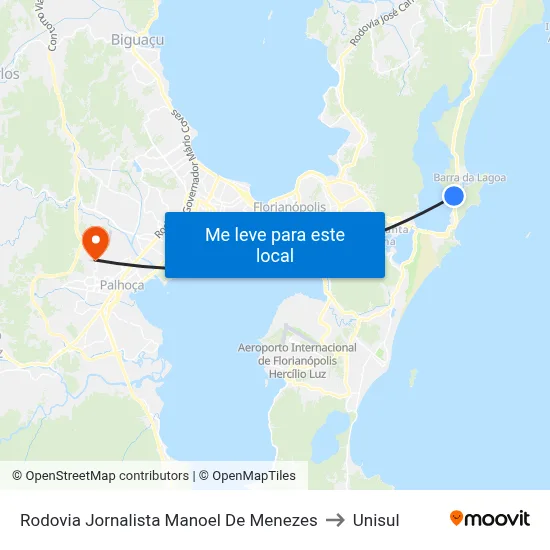 Rodovia Jornalista Manoel De Menezes to Unisul map