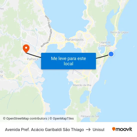 Avenida Pref. Acácio Garibaldi São Thíago to Unisul map