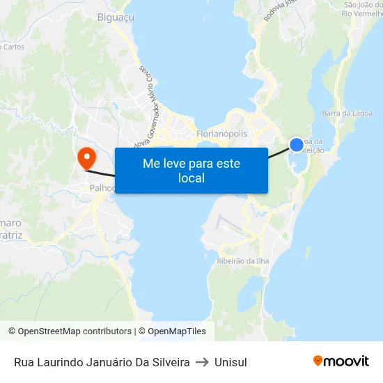 Rua Laurindo Januário Da Silveira to Unisul map
