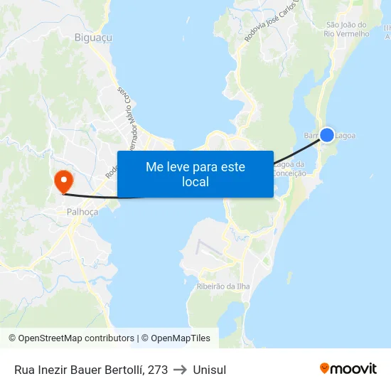 Rua Inezir Bauer Bertollí, 273 to Unisul map