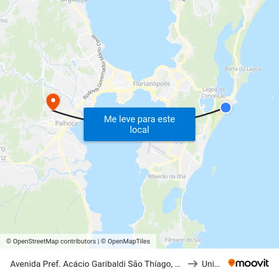 Avenida Pref. Acácio Garibaldi São Thíago, 1643 to Unisul map