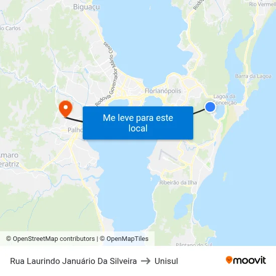 Rua Laurindo Januário Da Silveira to Unisul map