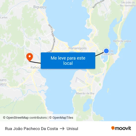 Rua João Pacheco Da Costa to Unisul map