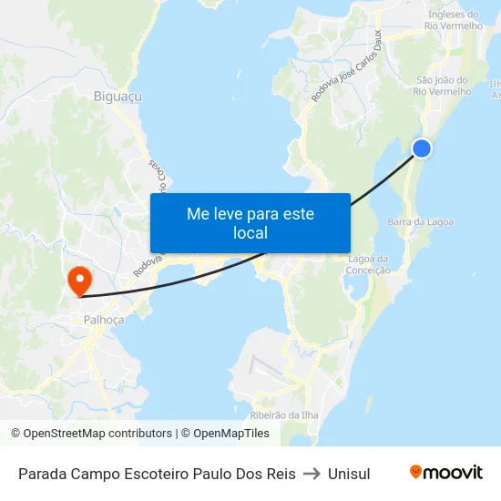 Parada Campo Escoteiro Paulo Dos Reis to Unisul map