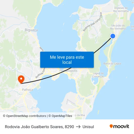 Rodovia João Gualberto Soares, 8290 to Unisul map
