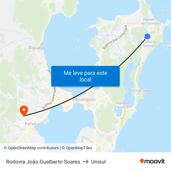Rodovia João Gualberto Soares to Unisul map