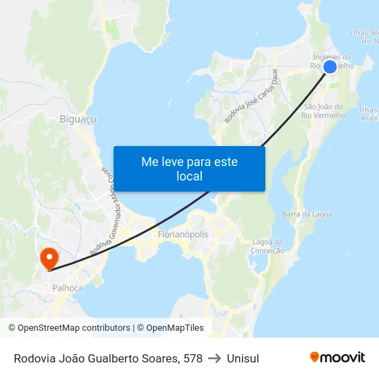 Rodovia João Gualberto Soares, 578 to Unisul map