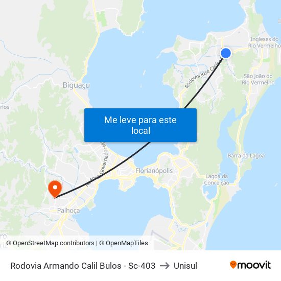 Rodovia Armando Calil Bulos - Sc-403 to Unisul map