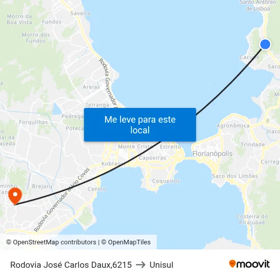 Rodovia José Carlos Daux,6215 to Unisul map