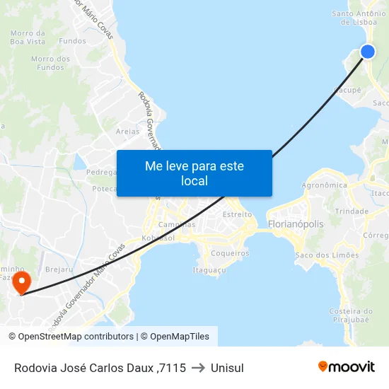 Rodovia José Carlos Daux ,7115 to Unisul map