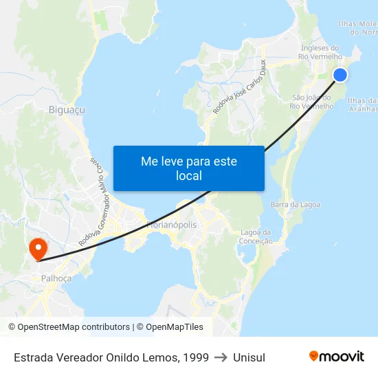Estrada Vereador Onildo Lemos, 1999 to Unisul map