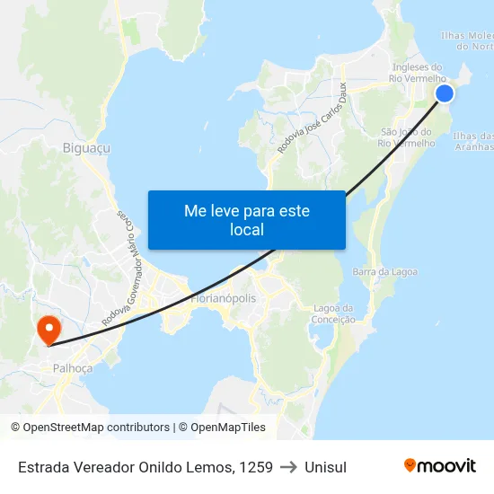 Estrada Vereador Onildo Lemos, 1259 to Unisul map