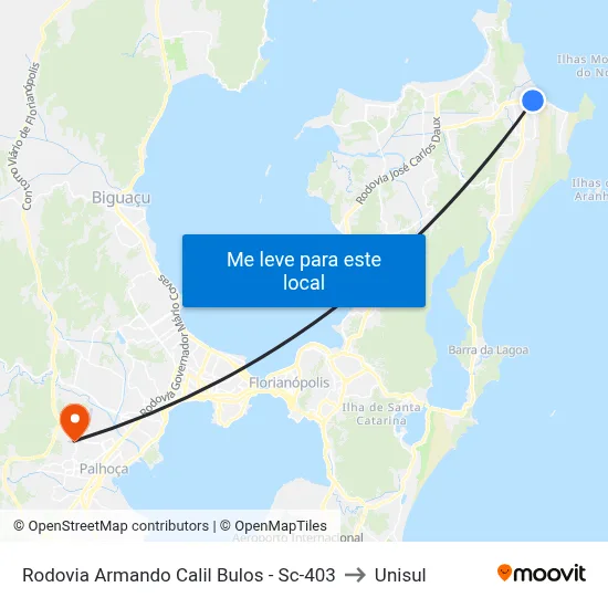 Rodovia Armando Calil Bulos - Sc-403 to Unisul map