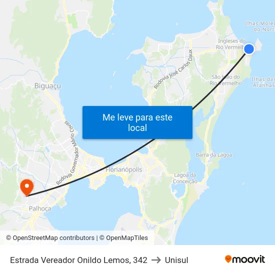 Estrada Vereador Onildo Lemos, 342 to Unisul map