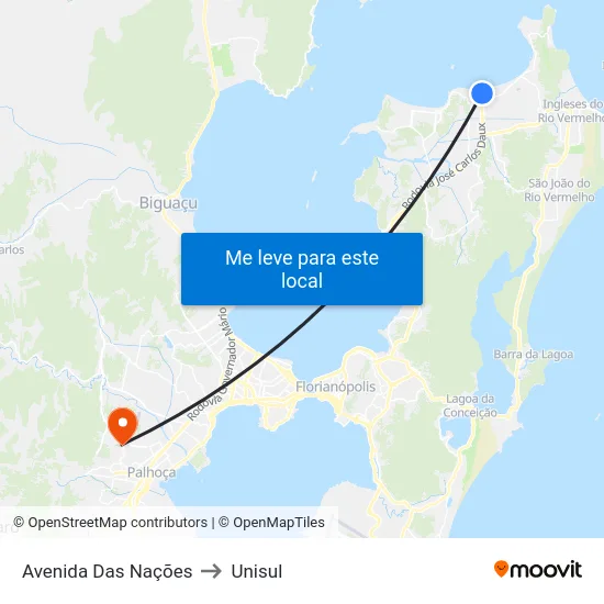 Avenida Das Nações to Unisul map