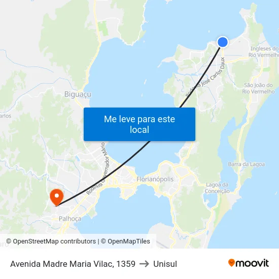 Avenida Madre Maria Vilac, 1359 to Unisul map