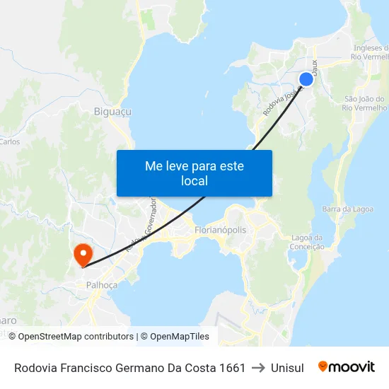 Rodovia Francisco Germano Da Costa 1661 to Unisul map