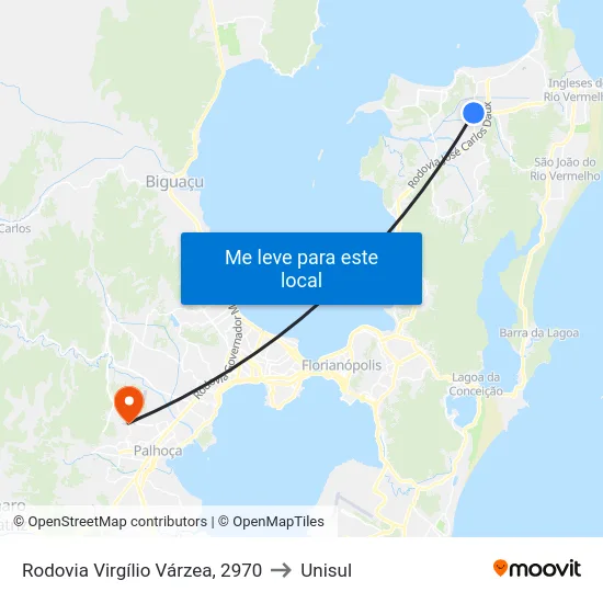 Rodovia Virgílio Várzea, 2970 to Unisul map