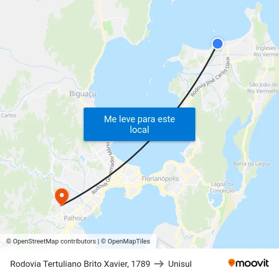 Rodovia Tertuliano Brito Xavier, 1789 to Unisul map
