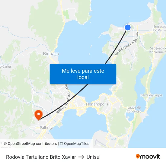 Parada Canasvieiras 008 to Unisul map