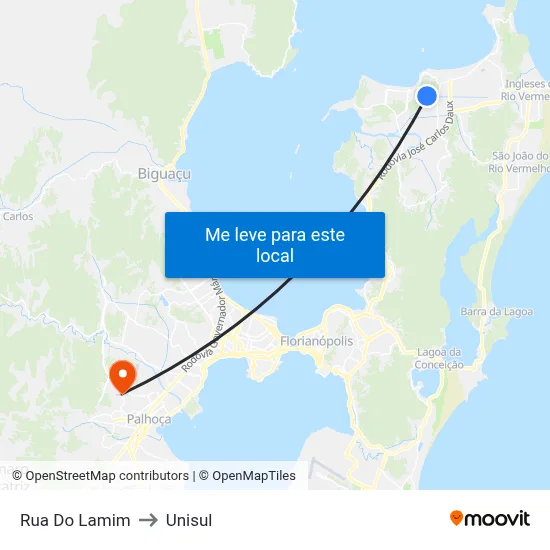 Rua Do Lamim to Unisul map