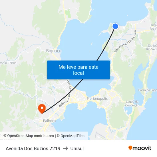 Avenida Dos Búzios 2219 to Unisul map