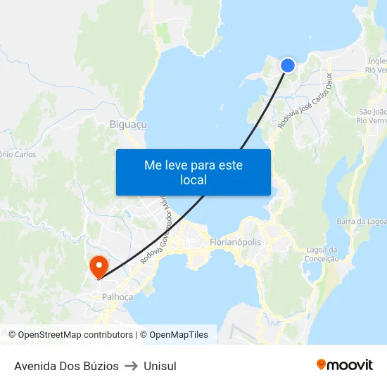 Avenida Dos Búzios to Unisul map