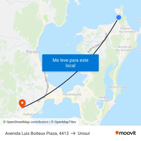 Avenida Luis Boiteux Piaza, 4413 to Unisul map