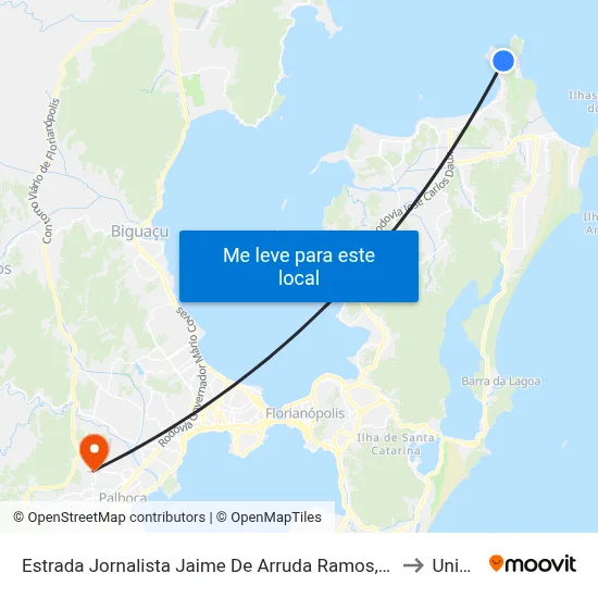 Estrada Jornalista Jaime De Arruda Ramos, 288 to Unisul map