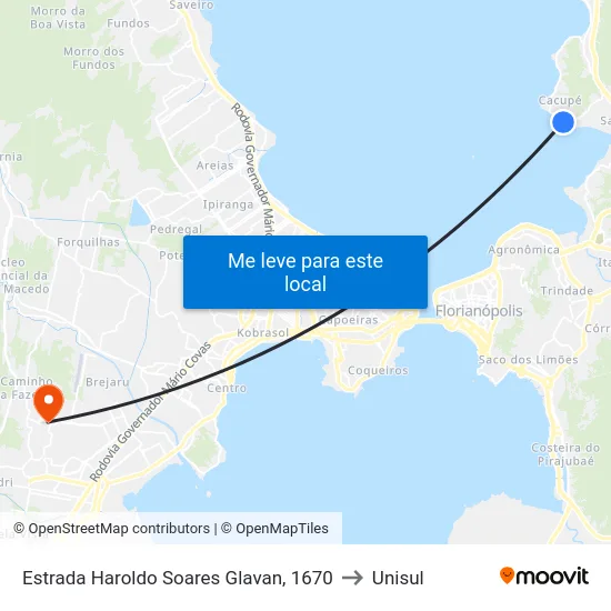 Estrada Haroldo Soares Glavan, 1670 to Unisul map
