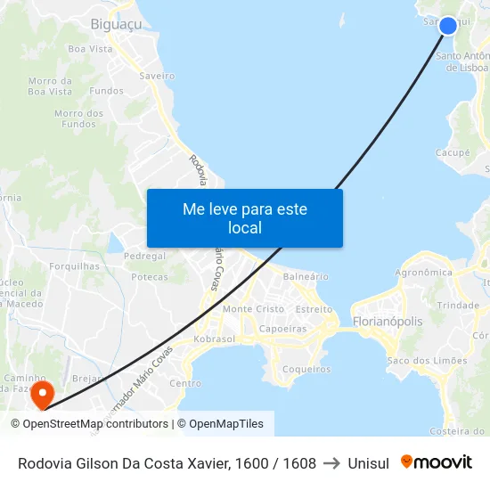 Rodovia Gilson Da Costa Xavier, 1600 / 1608 to Unisul map