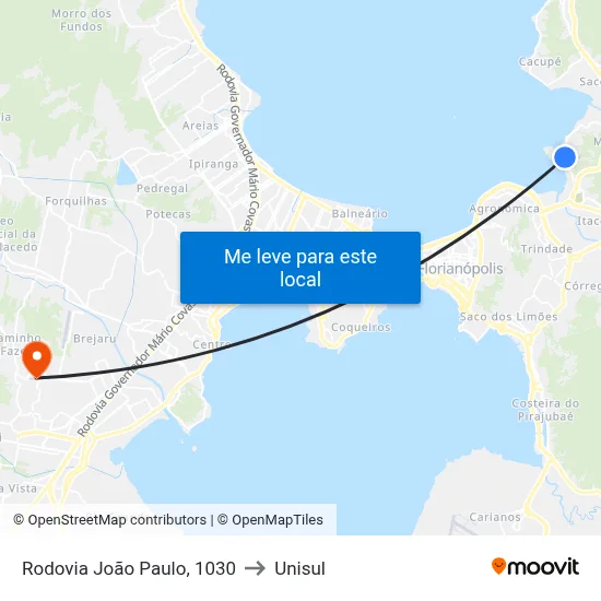 Rodovia João Paulo, 1030 to Unisul map