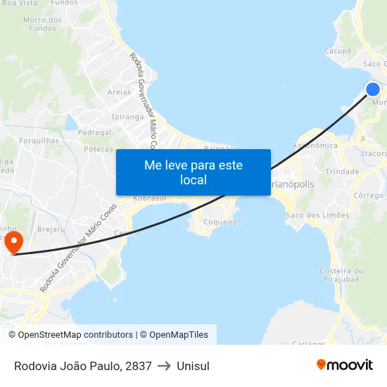 Rodovia João Paulo, 2837 to Unisul map