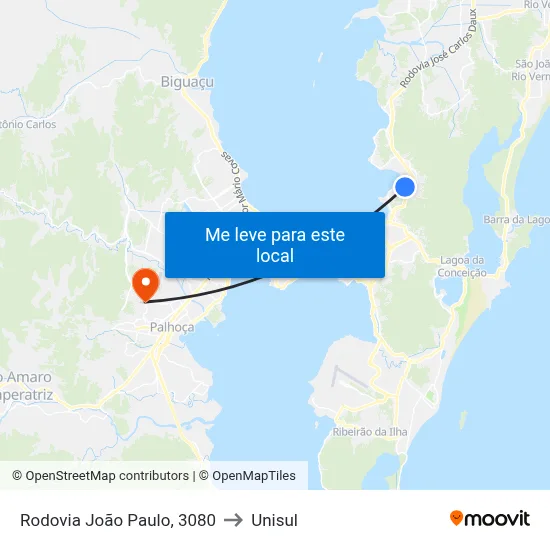 Rodovia João Paulo, 3080 to Unisul map