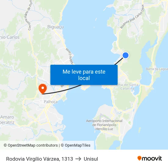 Rodovia Virgílio Várzea, 1313 to Unisul map