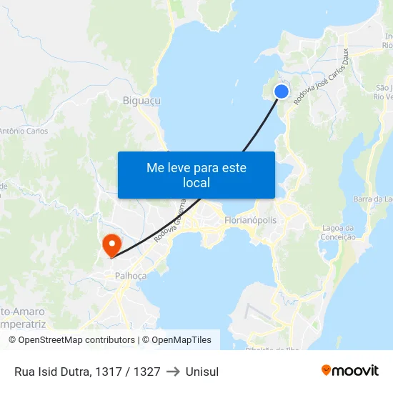 Rua Isid Dutra, 1317 / 1327 to Unisul map